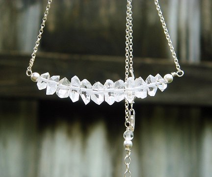 Herkimer Diamond Necklace Swag Row sterling silver necklace
